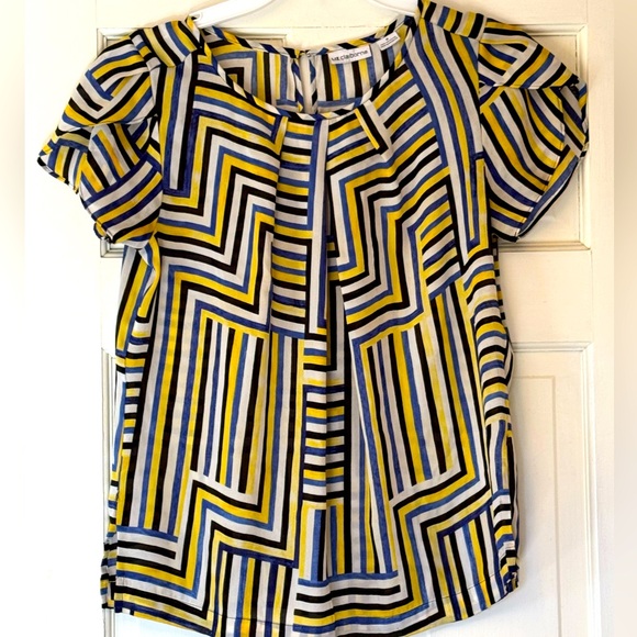 Liz Claiborne Tops - Lacoste Women's Geometric Yellow and Blue Top